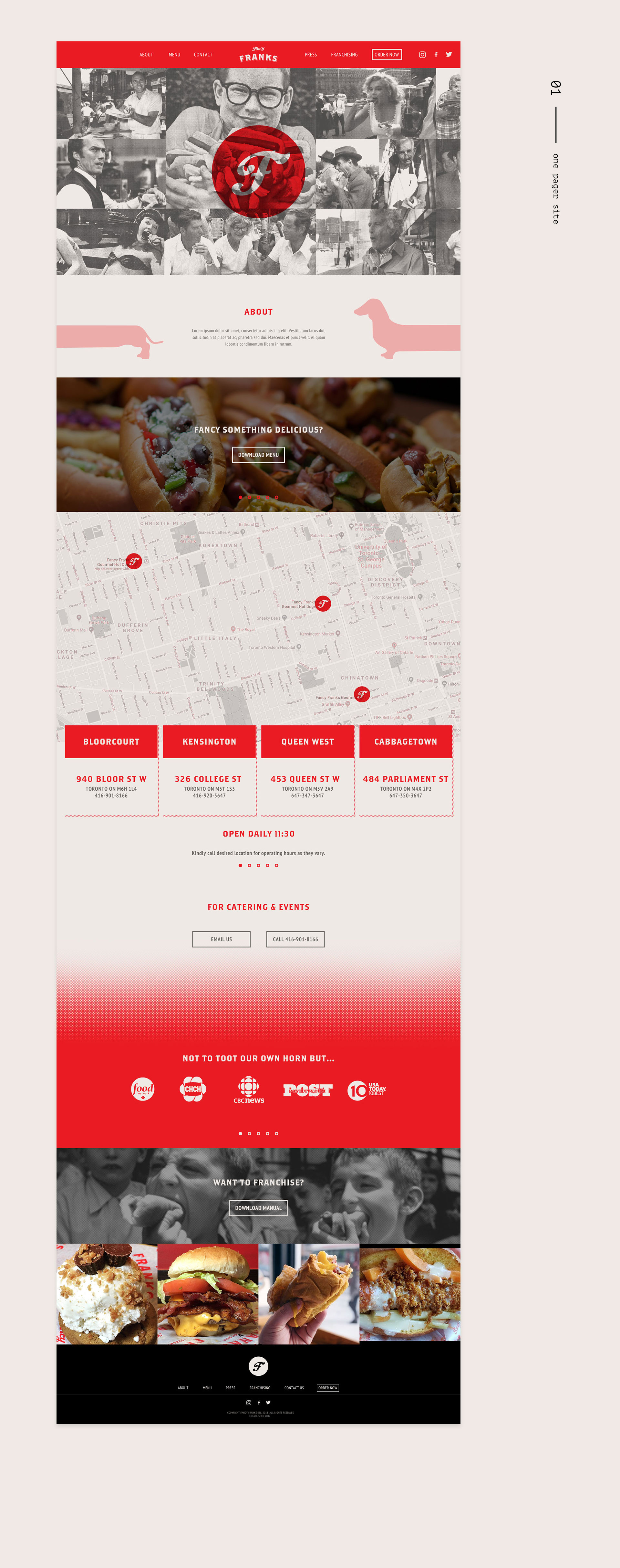 Fancy Franks Website Layout