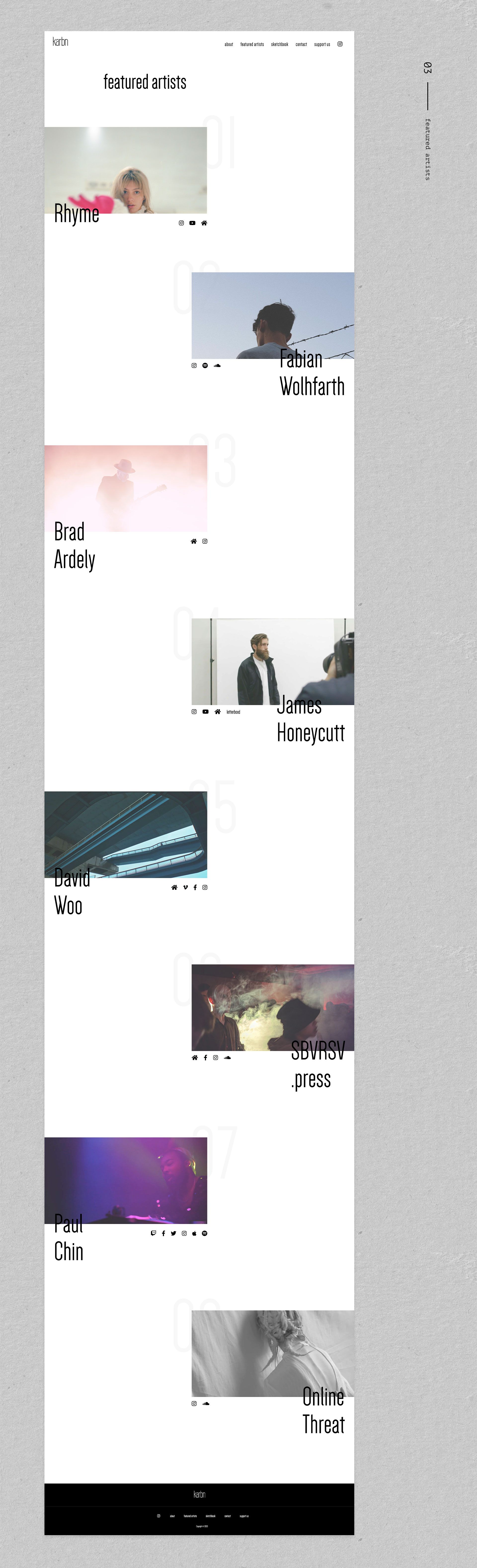 Karbn Site Desktop: Featured Artists