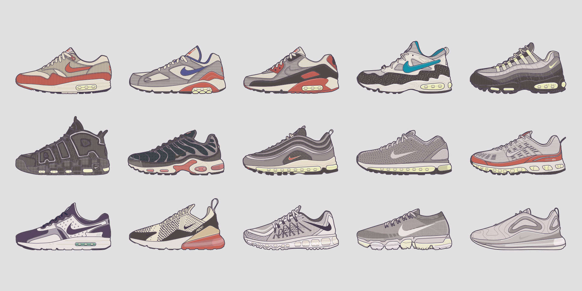 Nike Airmaxes series framed