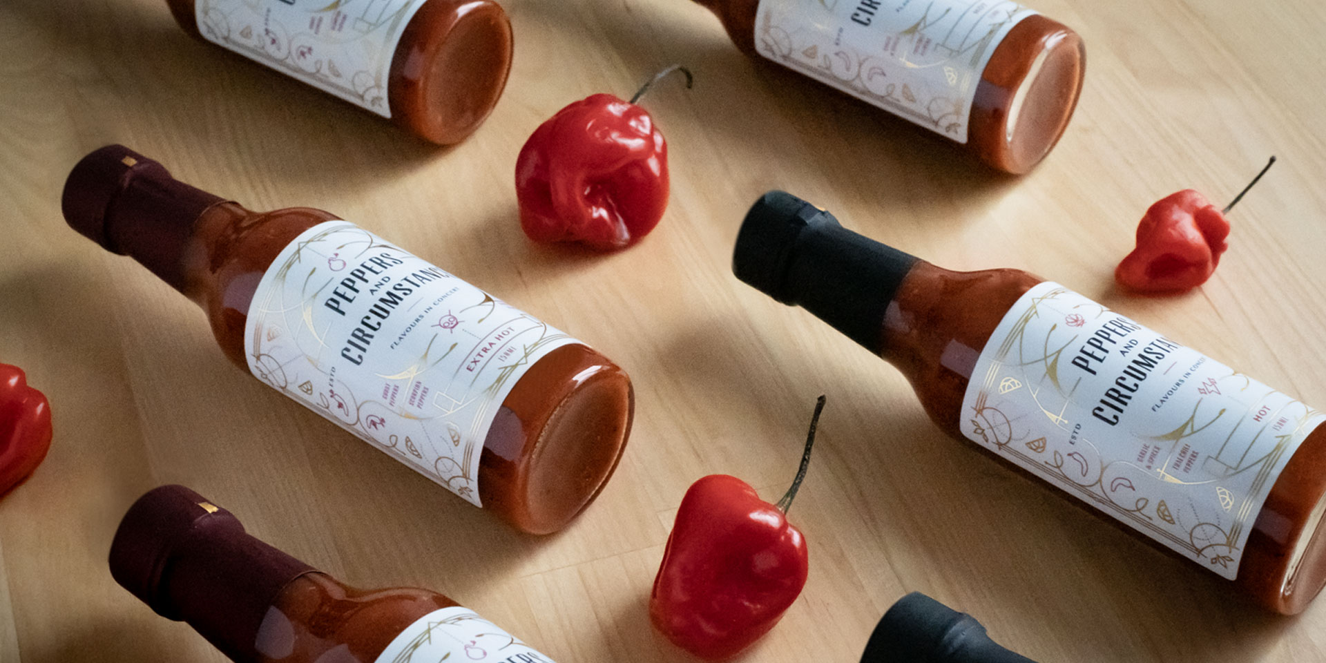 Peppers and Circumstance bottles lined up