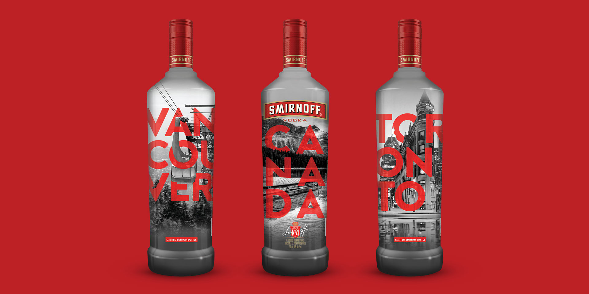 All Canadian Smirnoff Bottles - Front Side