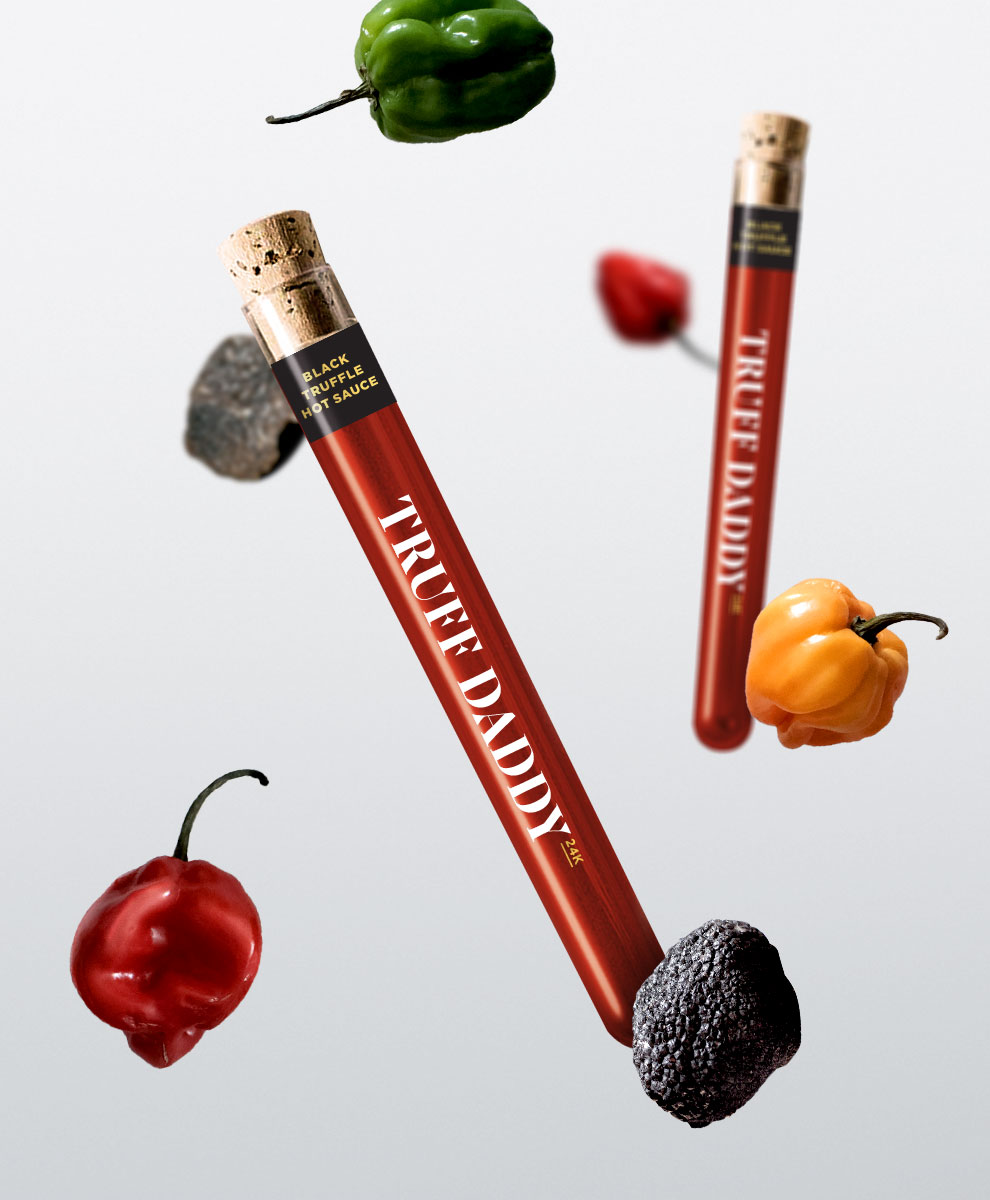 Truff Daddy hot sauce with black truffles and peppers