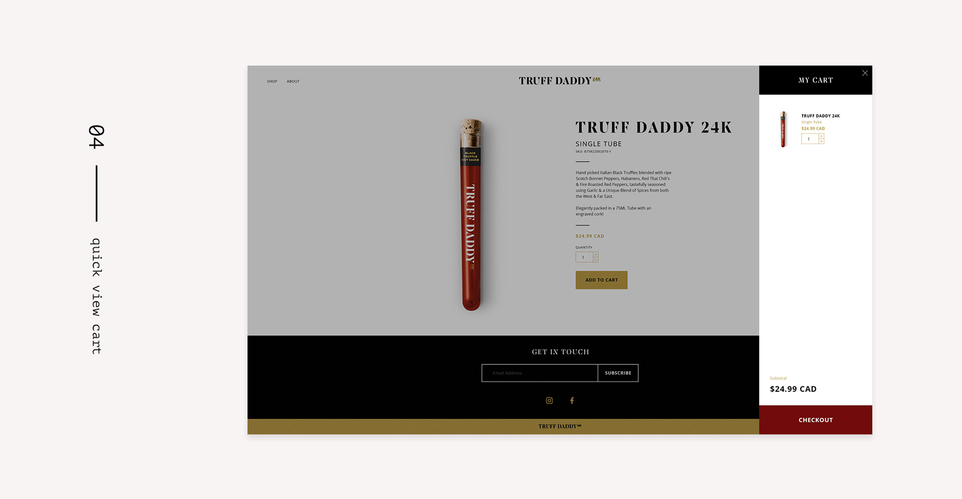 Truff Daddy desktop: quick view - cart