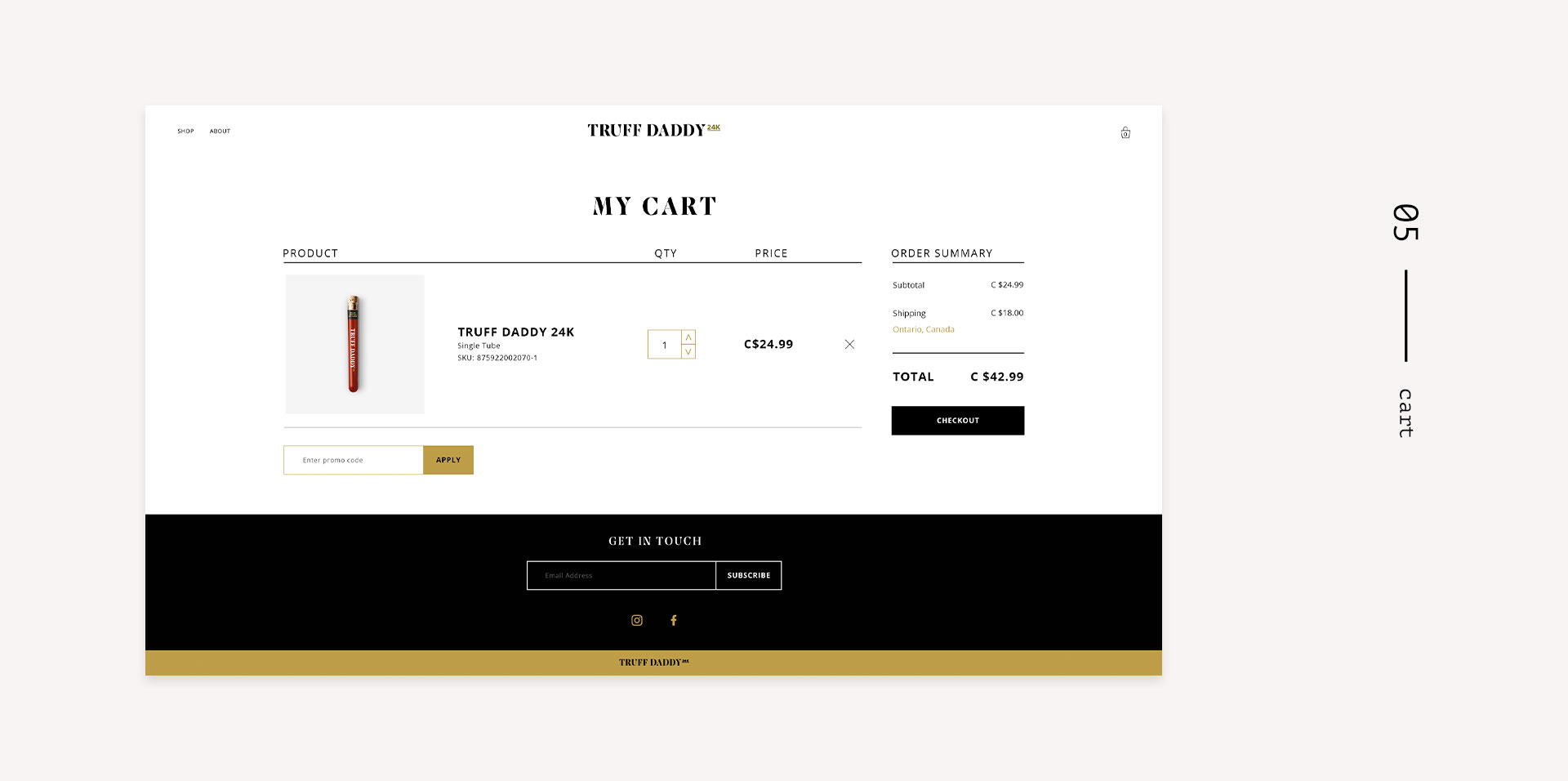 Truff Daddy desktop: cart